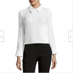 Alice + Olivia Wool Cableknit Collared Sweater